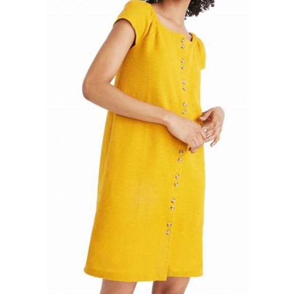 Madewell Dresses & Skirts - Madewell Texture & Thread S Yellow Textured Cap Sleeve Dress